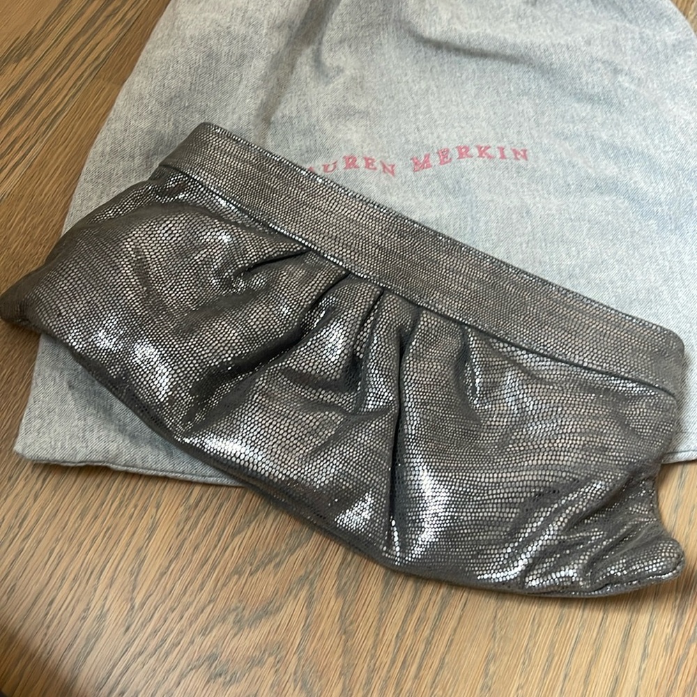 Lauren Merkin Metallic Silver Clutch